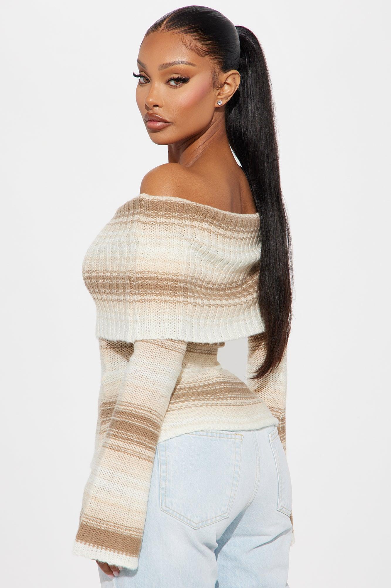 Lily Striped Off Shoulder Sweater - Cream/combo Product Image