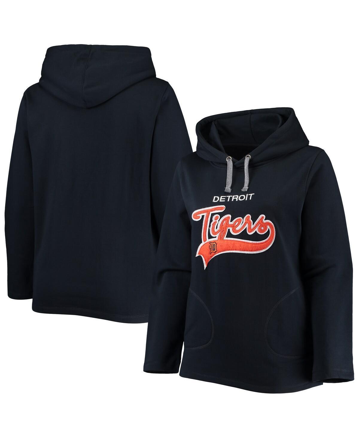 Womens Soft as a Grape Detroit Tigers Plus Size Side Split Pullover Hoodie Blue Product Image