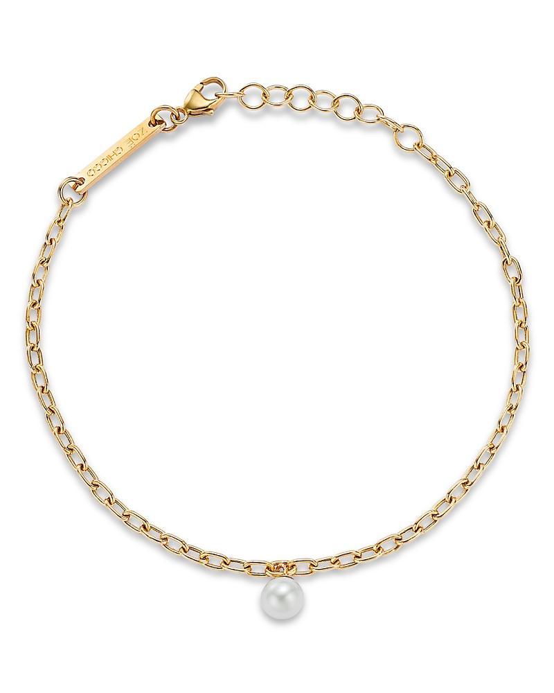 Zoe Chicco 14K Yellow Gold Pearls Cultured Freshwater Pearl Dangle Chain Link Bracelet Product Image