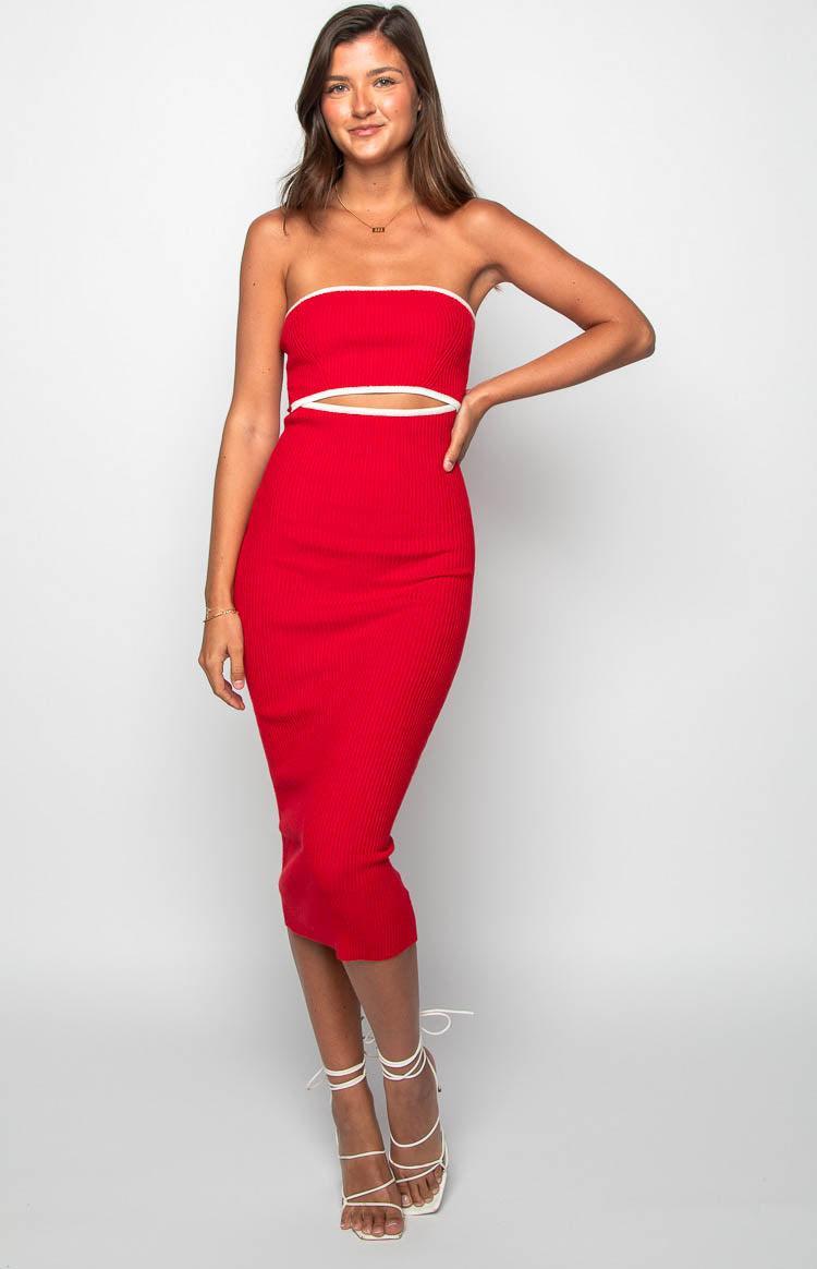 Isobel Red Midi Dress Product Image