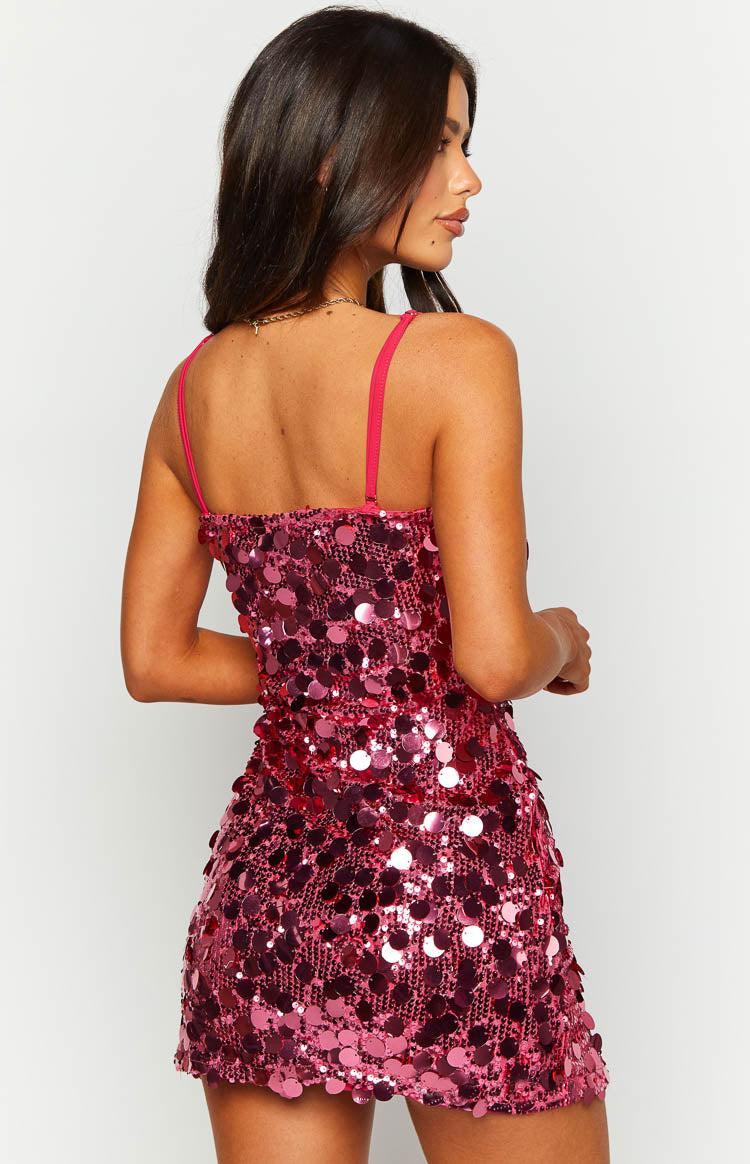 Radiant Pink Sparkle Mini Dress Product Image