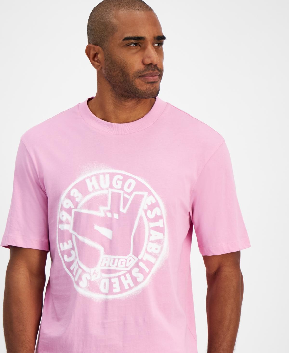 HUGO BOSS Hugo By  Men's Short Sleeve Crewneck Logo Graphic T-shirt In Med Pnk Product Image