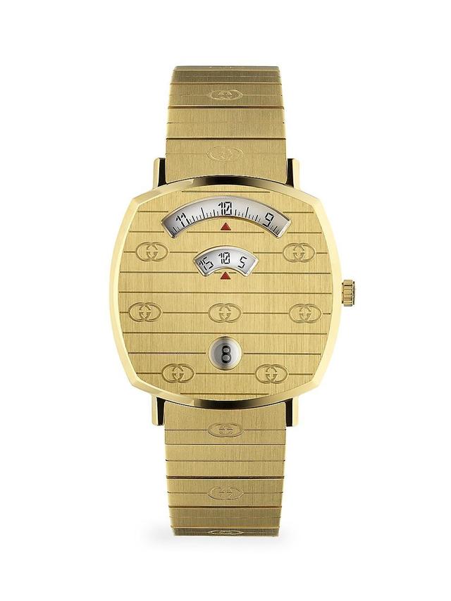 Mens Yellow Gold PVD & Stainless Steel Bracelet Watch Product Image