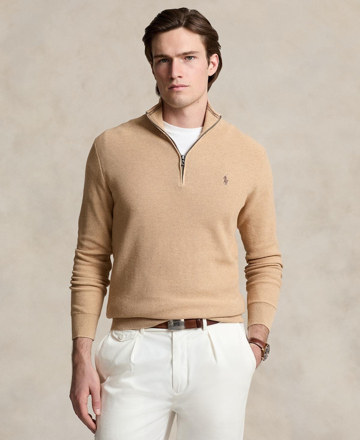 POLO RALPH LAUREN Cotton Quarter-zip Sweater In Neutral Product Image