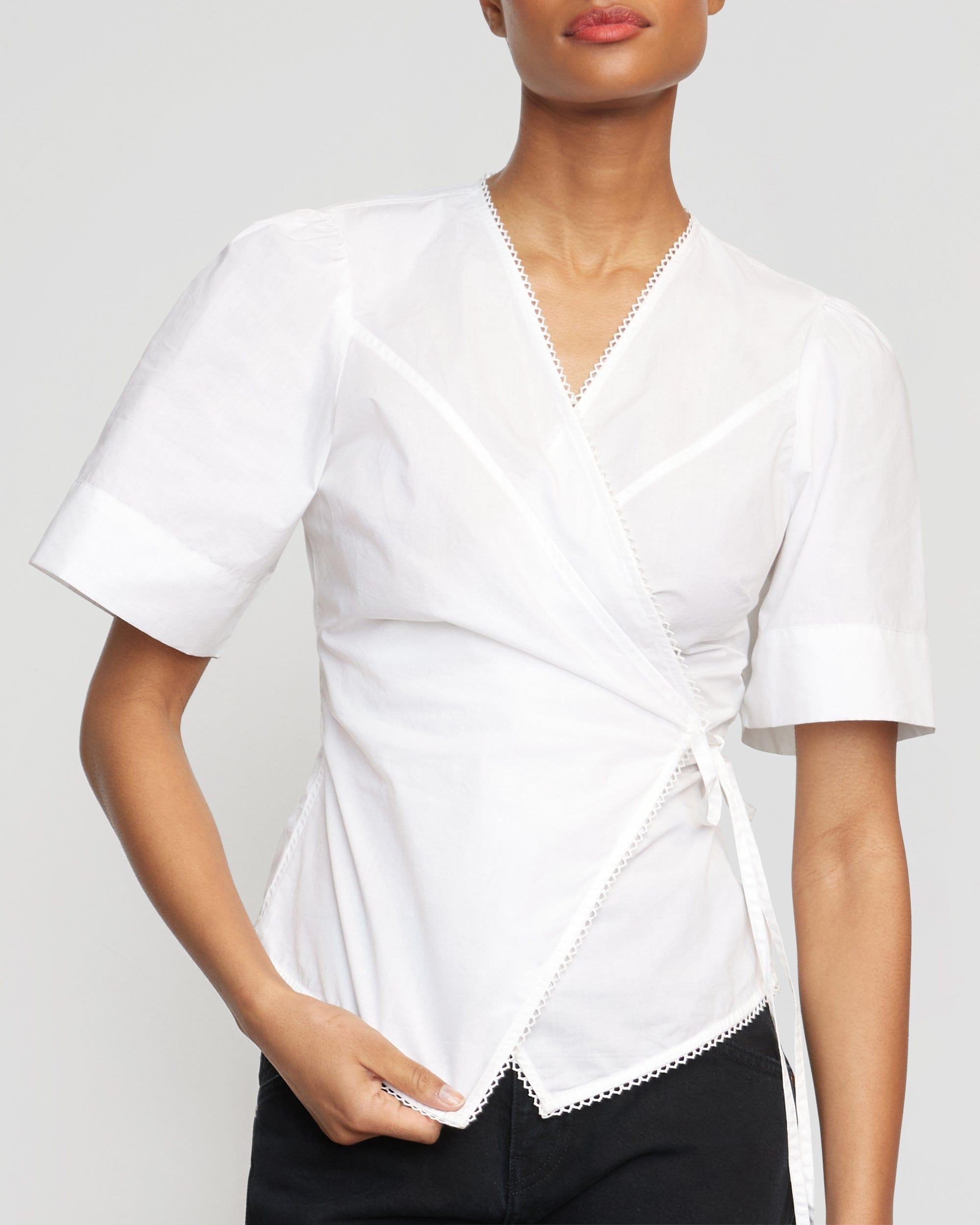 Chidi Structured Short-Sleeve Wrap Blouse Product Image