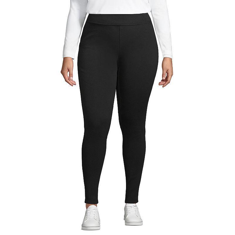 Lands End Plus Size High Rise Serious Sweats Fleece Lined Pocket Leggings Product Image