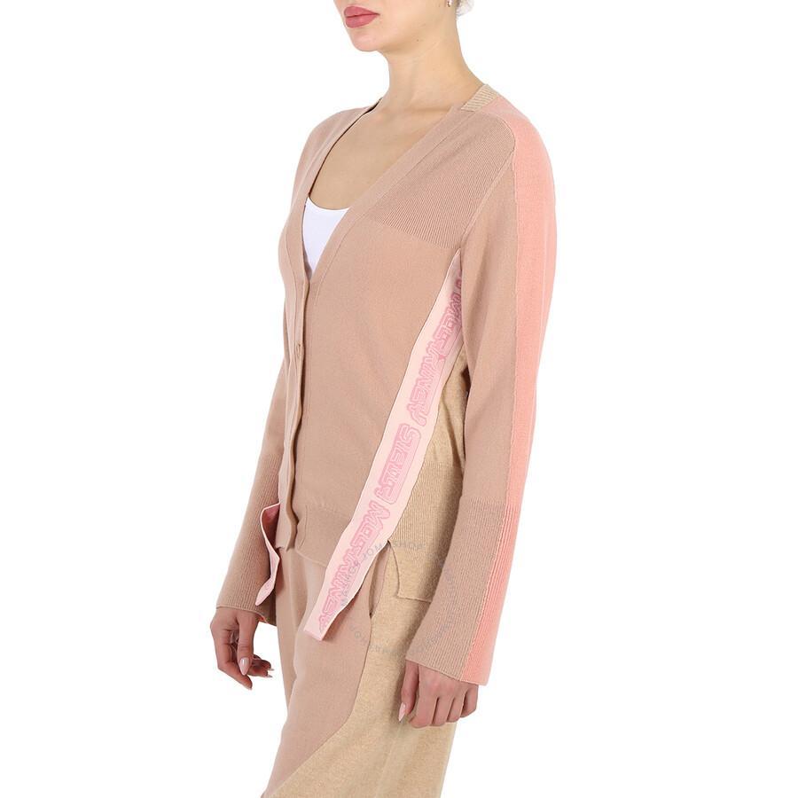 Soft Tonal Mix Logo-strap Panelled Cardigan In Metallic Product Image