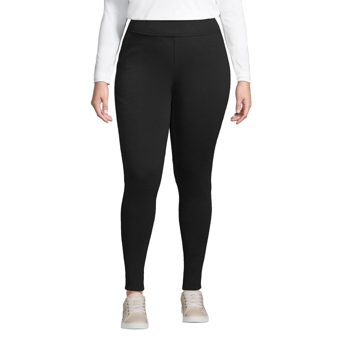 Lands End Plus Size High Rise Serious Sweats Fleece Lined Pocket Leggings Product Image