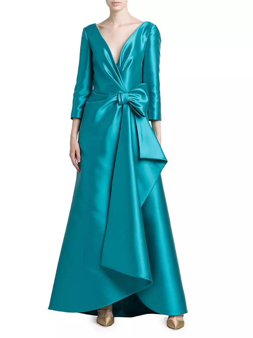 Satin Wrap Bow Gown Product Image