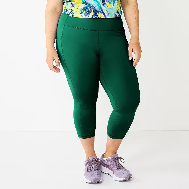 Plus Size Tek Gear Ultrastretch Pocket High-Waisted Capri Leggings, Womens Product Image