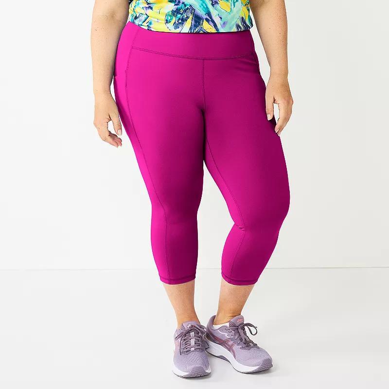 Plus Size Tek Gear Ultrastretch Pocket High-Waisted Capri Leggings, Womens Product Image