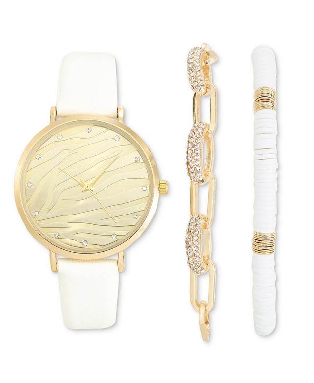 I.n.c. International Concepts Womens White Strap Watch 38mm Set, Created for Macys Product Image