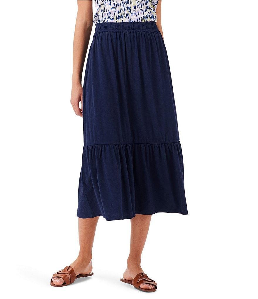 NIC + ZOE NZT Knit Tiered Ruffle Midi A-Line Skirt Product Image