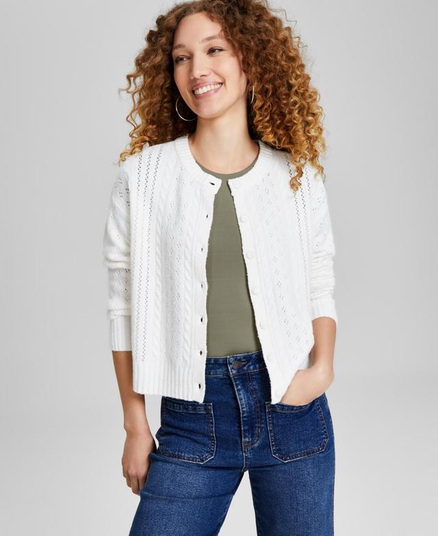 And Now This Womens Pointelle Knit Button Front Cardigan, Created for Macys Product Image