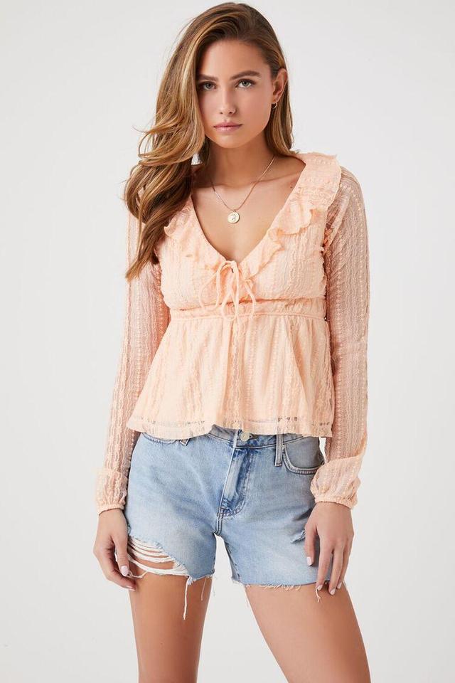 Lace Ruffle-Trim Peasant Top | Forever 21 Product Image