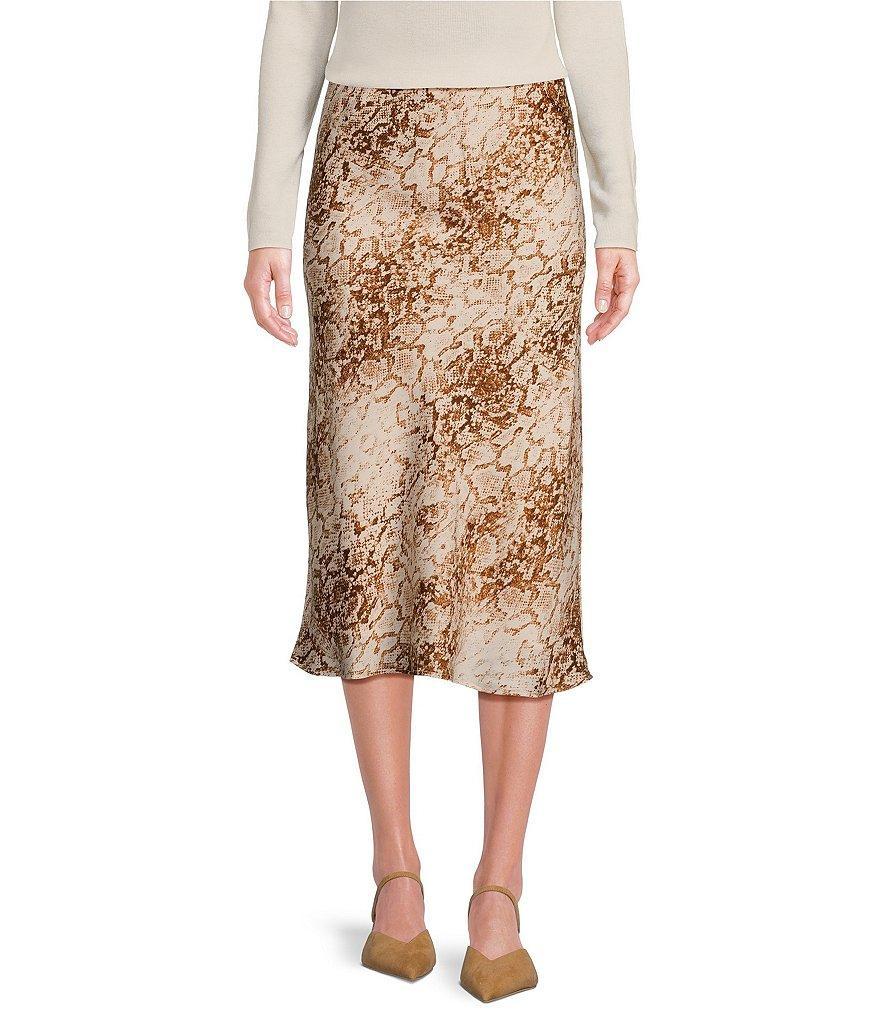 WAYF Porter Snake Print Pull On Midi Skirt Product Image