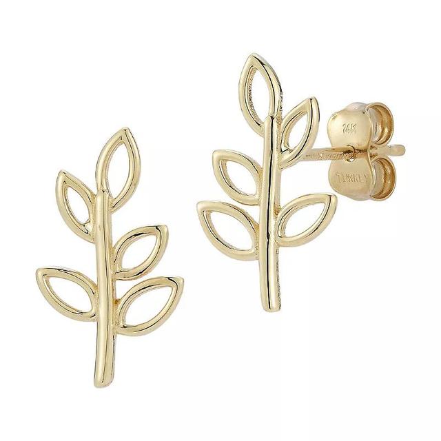 LUMINOR GOLD 14k Gold Leaf Stud Earrings, Womens Product Image