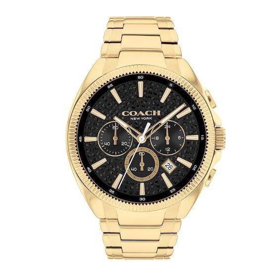 Men's Coach Jackson Gold-Tone IP Chronograph Watch with Black Dial (Model: 14602697) Product Image