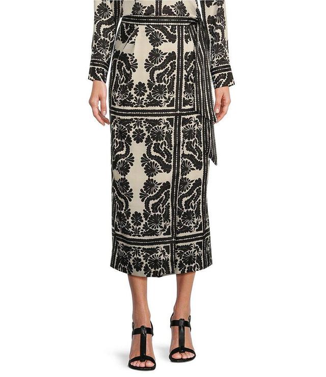 Antonio Melani Clio Printed Satin Coordinating Wrap Midi Skirt Product Image