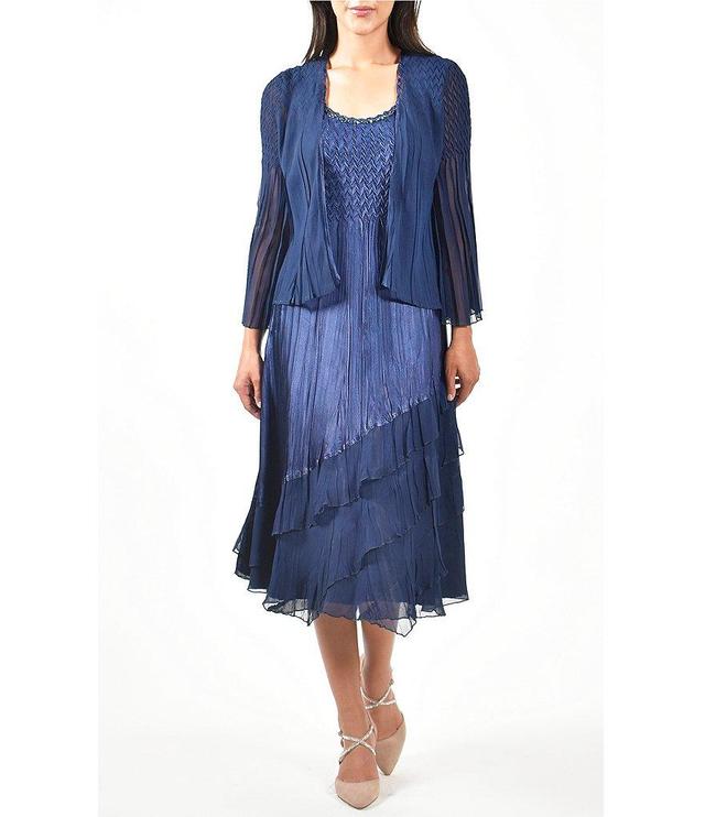 Komarov Tiered Ruffle Hem 2-Piece Jacket Dress Product Image