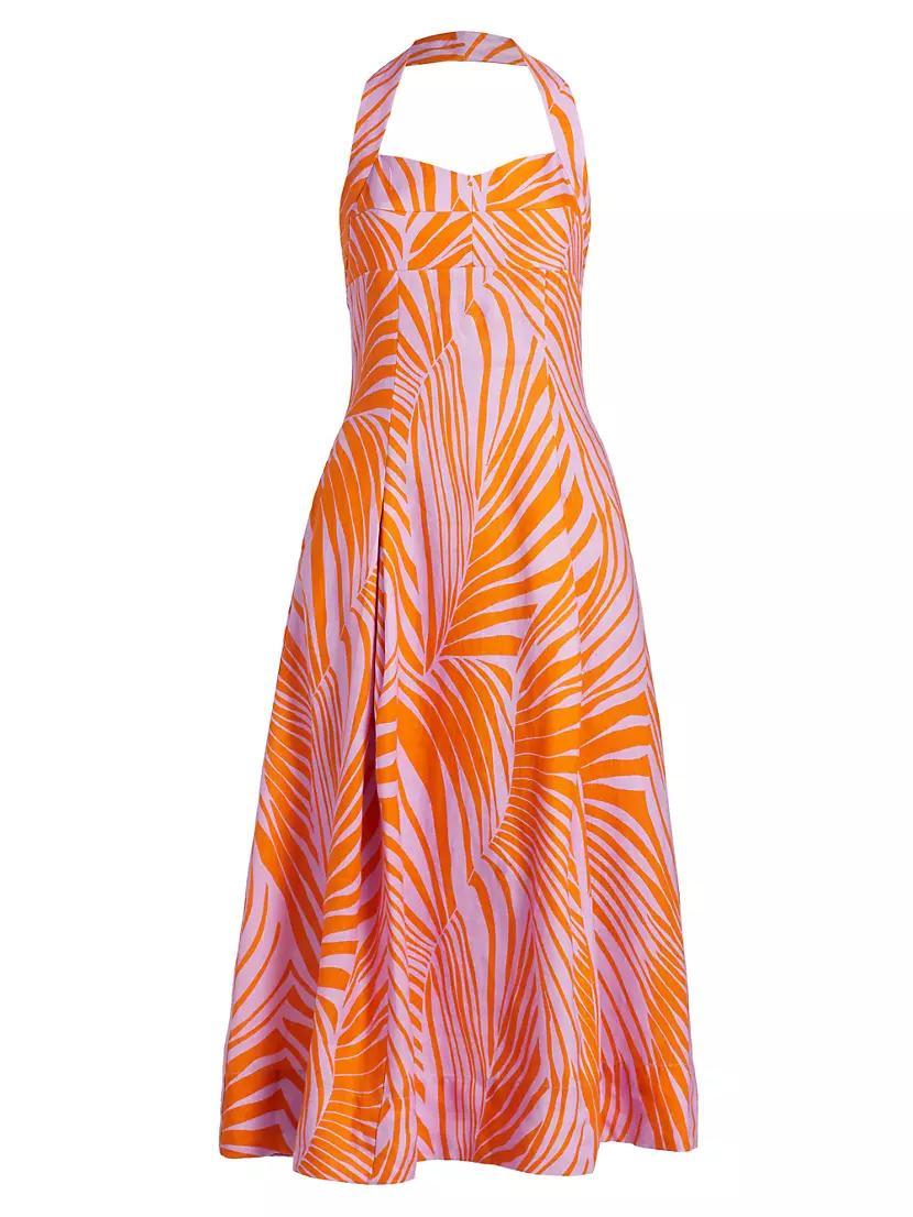 Seraphina Palm Halter Midi-Dress Product Image