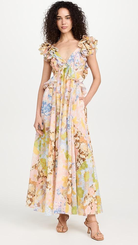 Zimmermann Pop Ruffle Sleeve Midi Dress | Shopbop Product Image