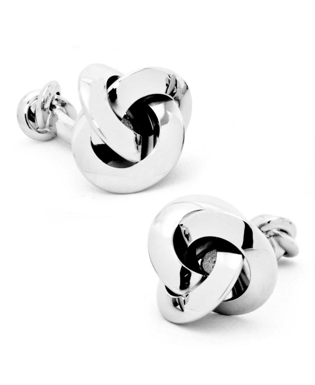 Mens Double-Sided Silver Knot Cufflinks Product Image