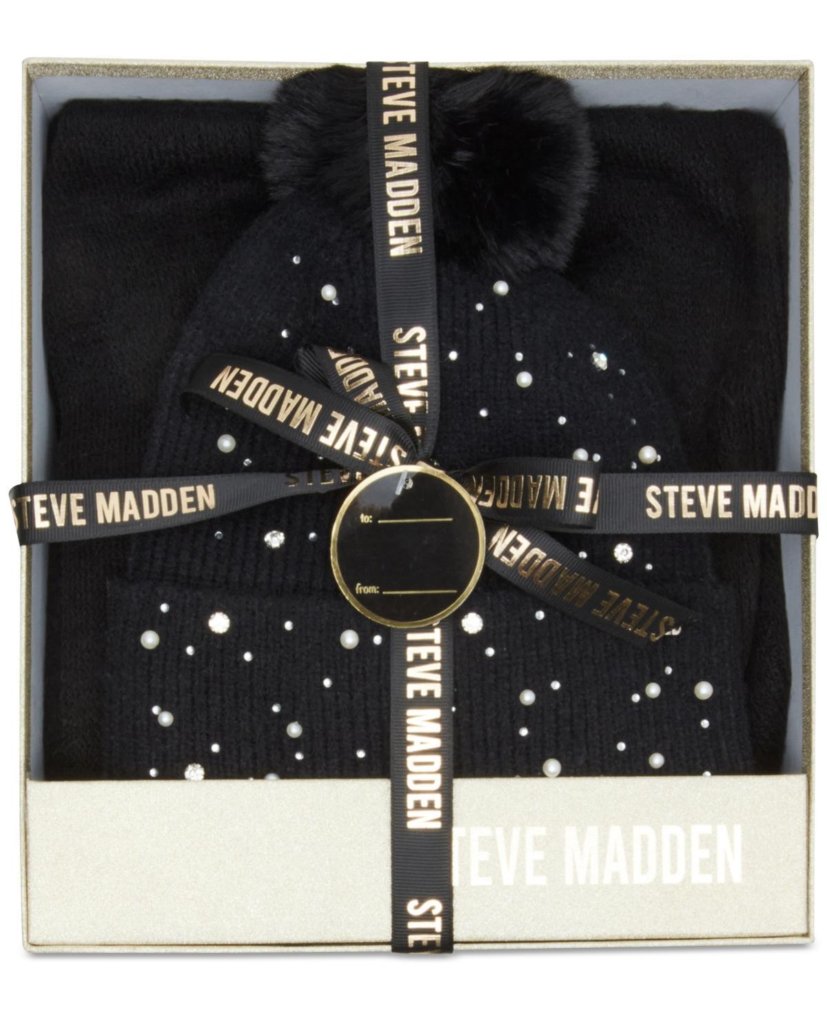 Steve Madden Womens 2-Pc. Embellished Beanie & Scarf Boxed Gift Set Product Image