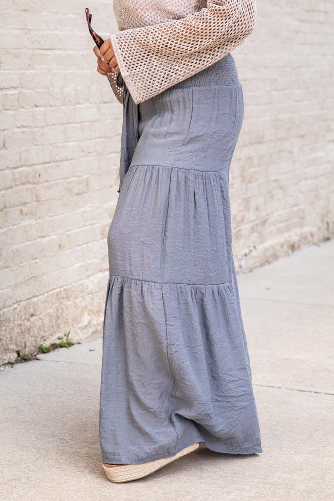 Watching The Sunrise Dark Grey Wide Leg Pants FINAL SALE Product Image