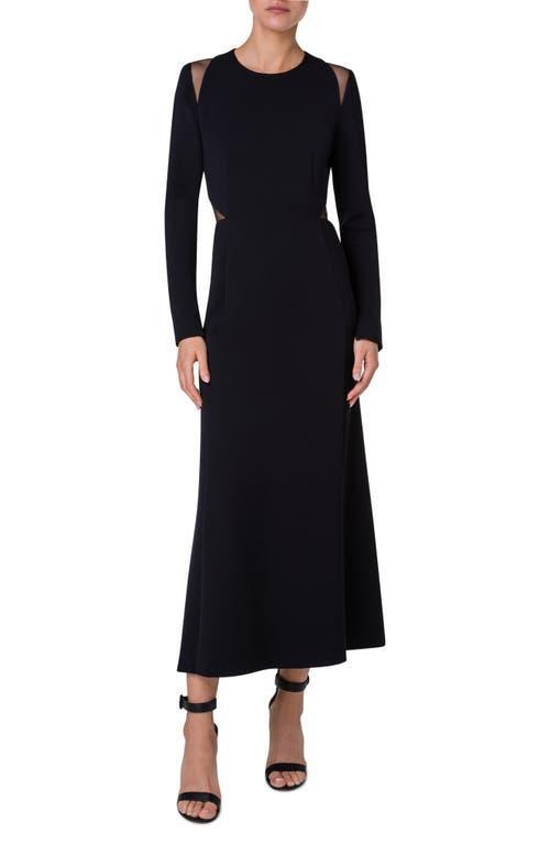 Akris Cutout Detail Long Sleeve Stretch Silk Midi Dress Product Image