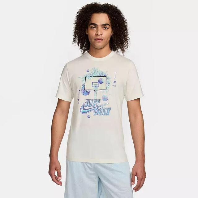 Mens Nike Iridescent Holo Chromed Print Basketball Swoosh Graphic Tee Blue Product Image