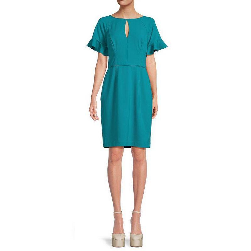 Womens Focus By Shani Knit Keyhole Flutter Sleeve Sheath Dress Product Image