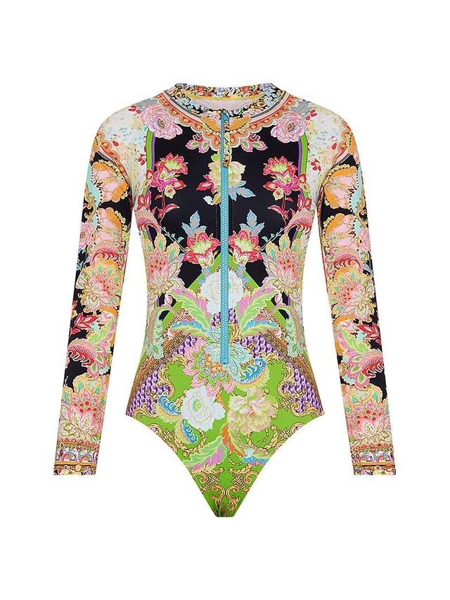 Womens Floral Long-Sleeve Paddlesuit Product Image