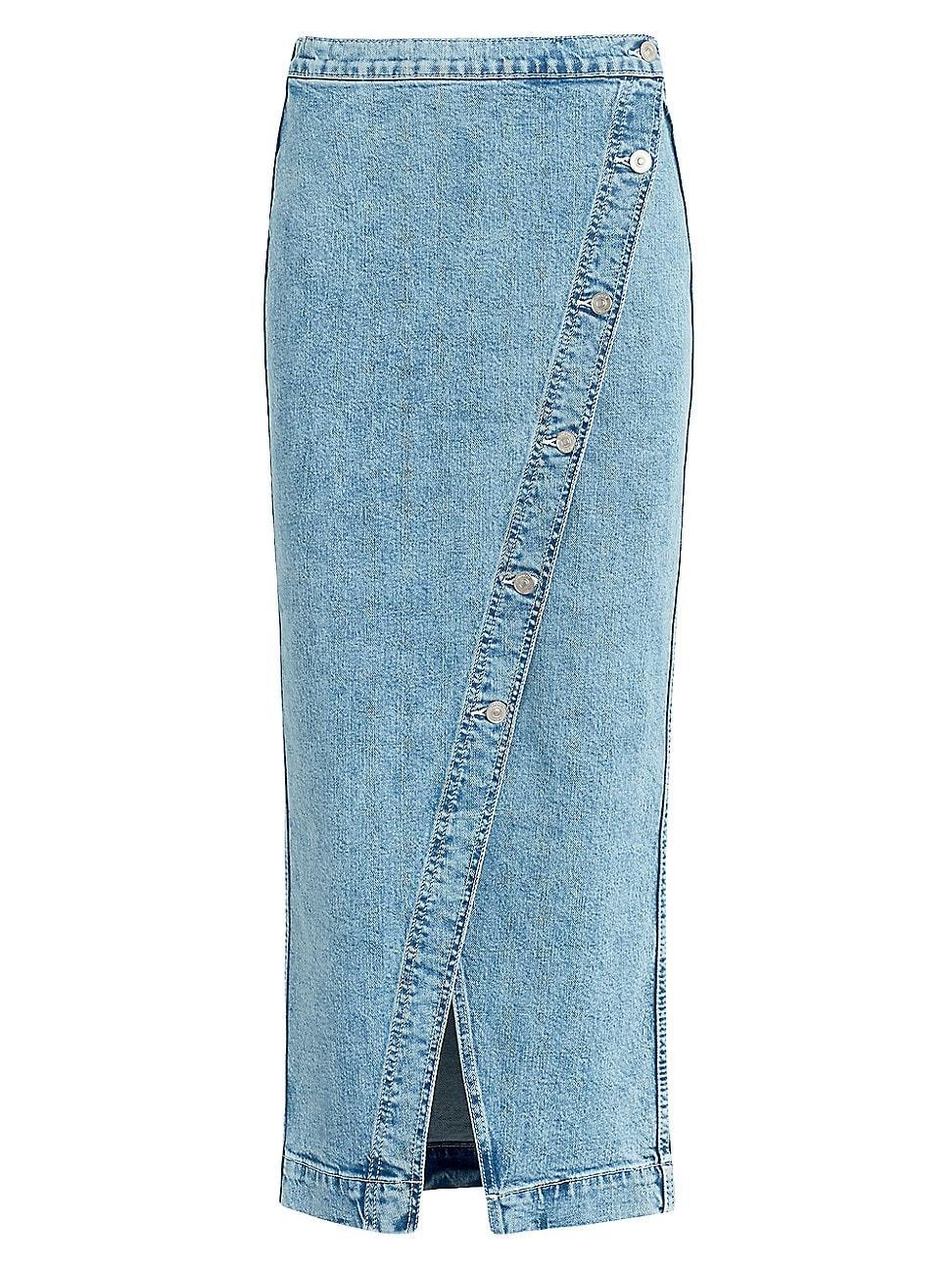 Womens Asymmetric Stretch Denim Pencil Skirt Product Image