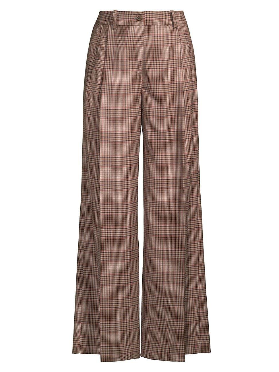 Womens Prince Of Wales Wide-Leg Trousers Product Image