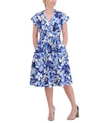 Women's Floral-Print Fit & Flare Dress Product Image