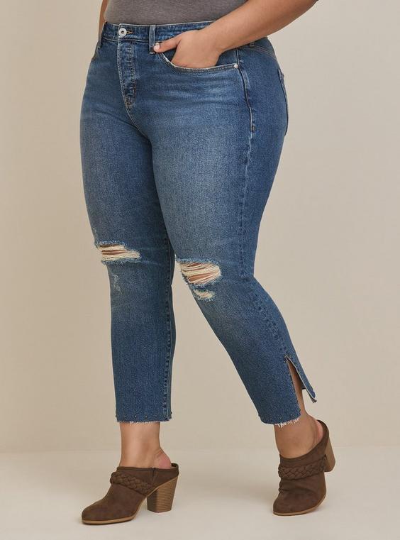 High-Rise Straight Leg Straight Denim Studded Jeans product image