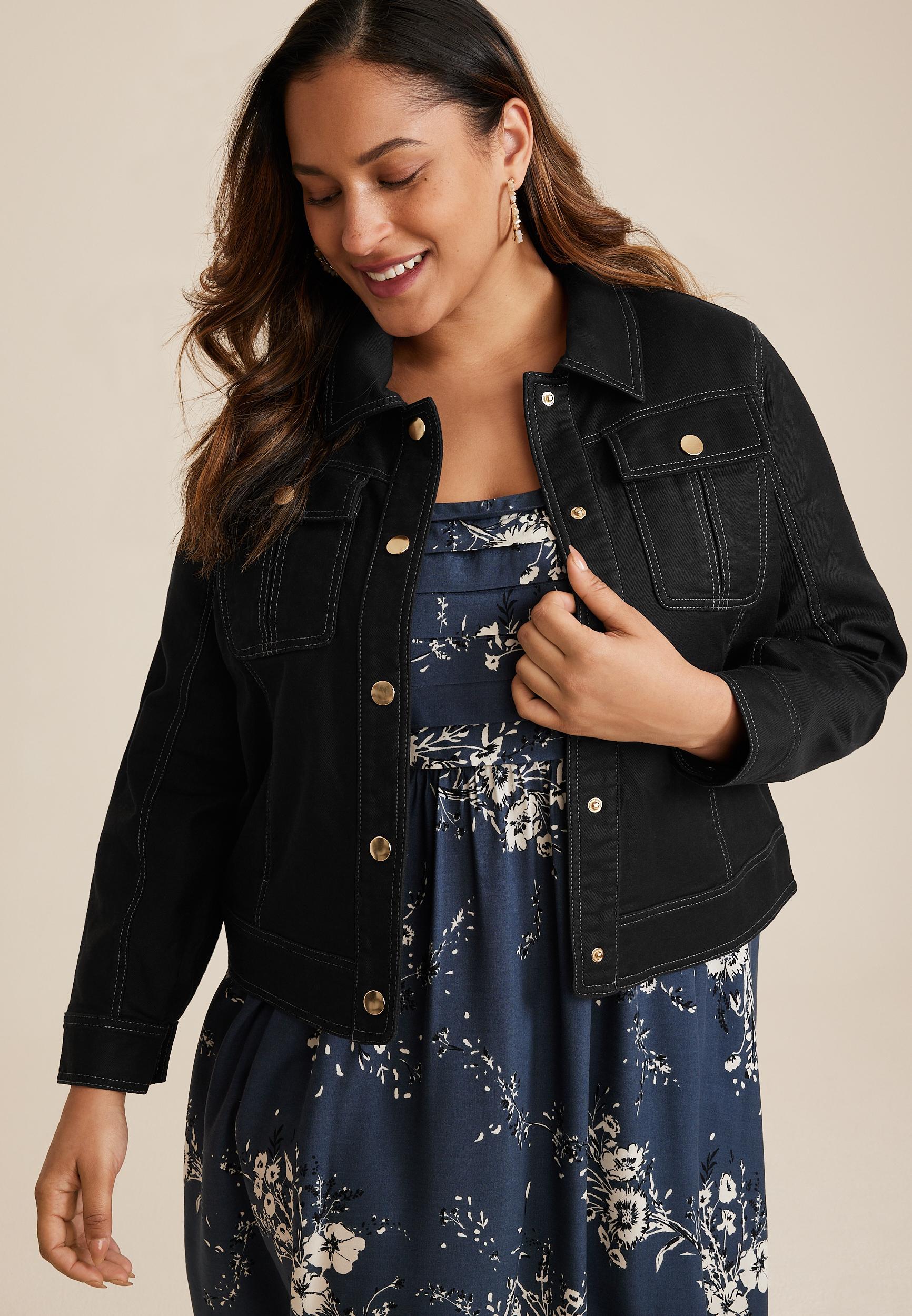 Maurices Plus Size Womens Cropped Twill Jacket Size 0X product image