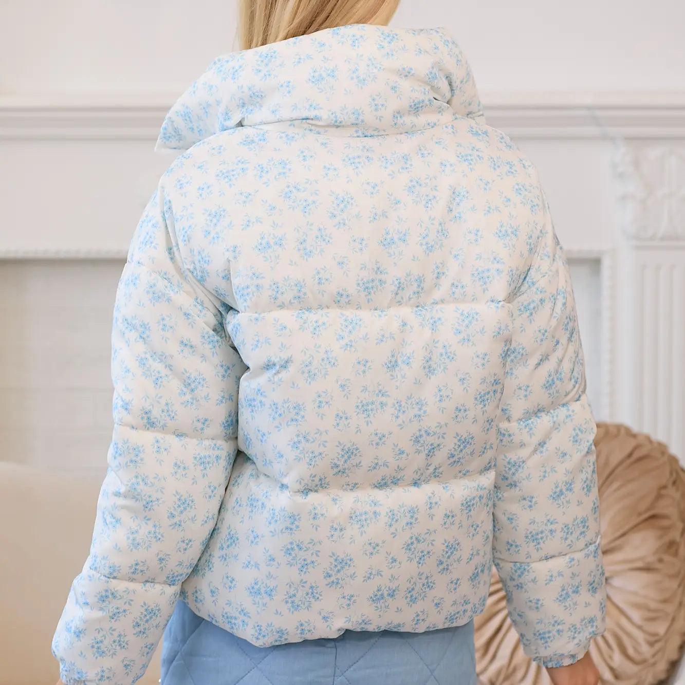 Blue Bow Puffer Coat Product Image