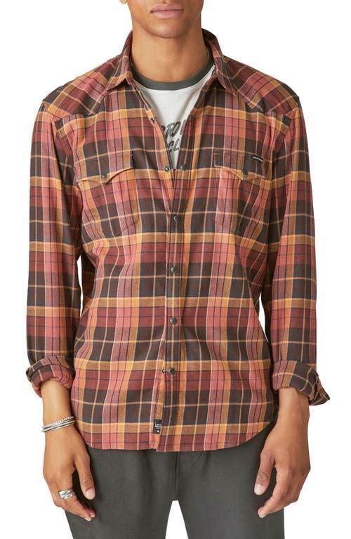 Lucky Brand Plaid Cotton Stretch Flannel Snap-Up Western Shirt Product Image