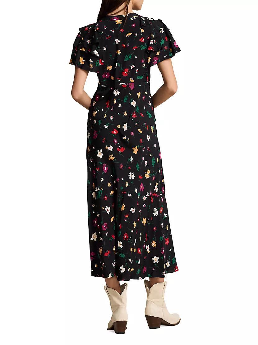 Floral Silk Crêpe Midi-Dress Product Image