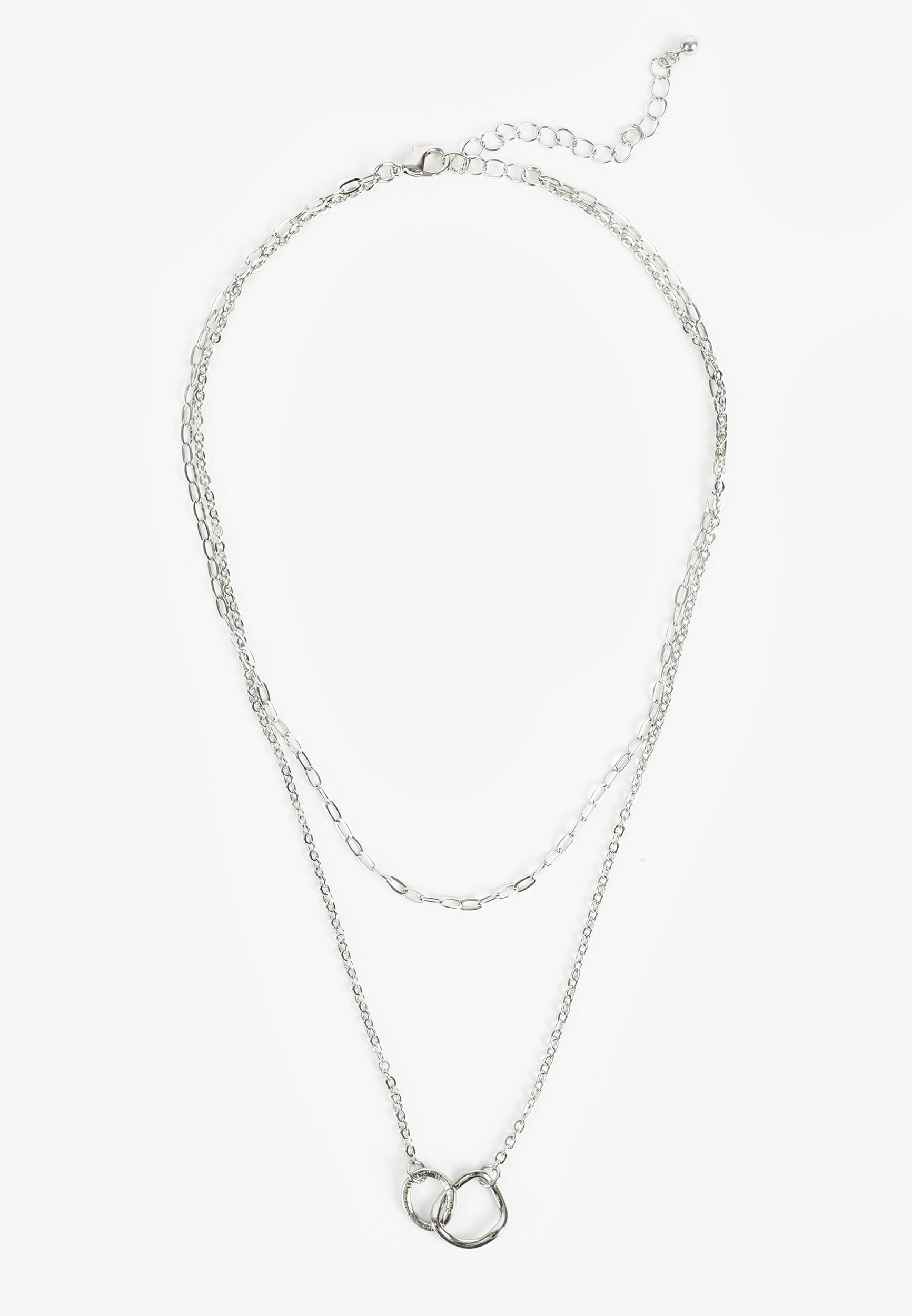 Silver Intertwined Circles Layered Necklace Product Image