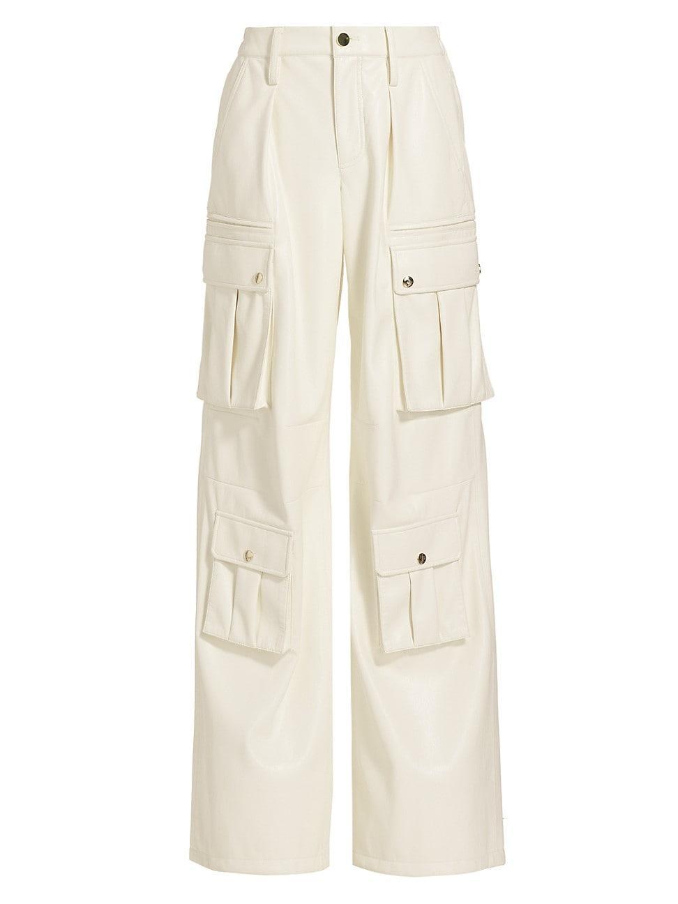 Womens Joette Low-Rise Vegan Leather Cargo Pants Product Image