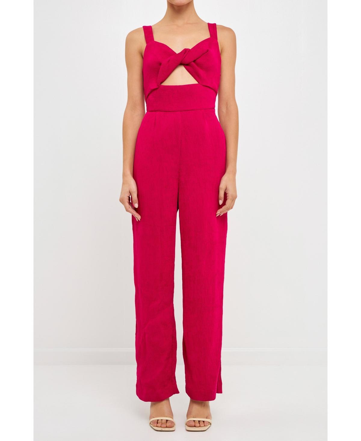 endless rose Womens Soft Touch Plisse Twist Jumpsuit Product Image