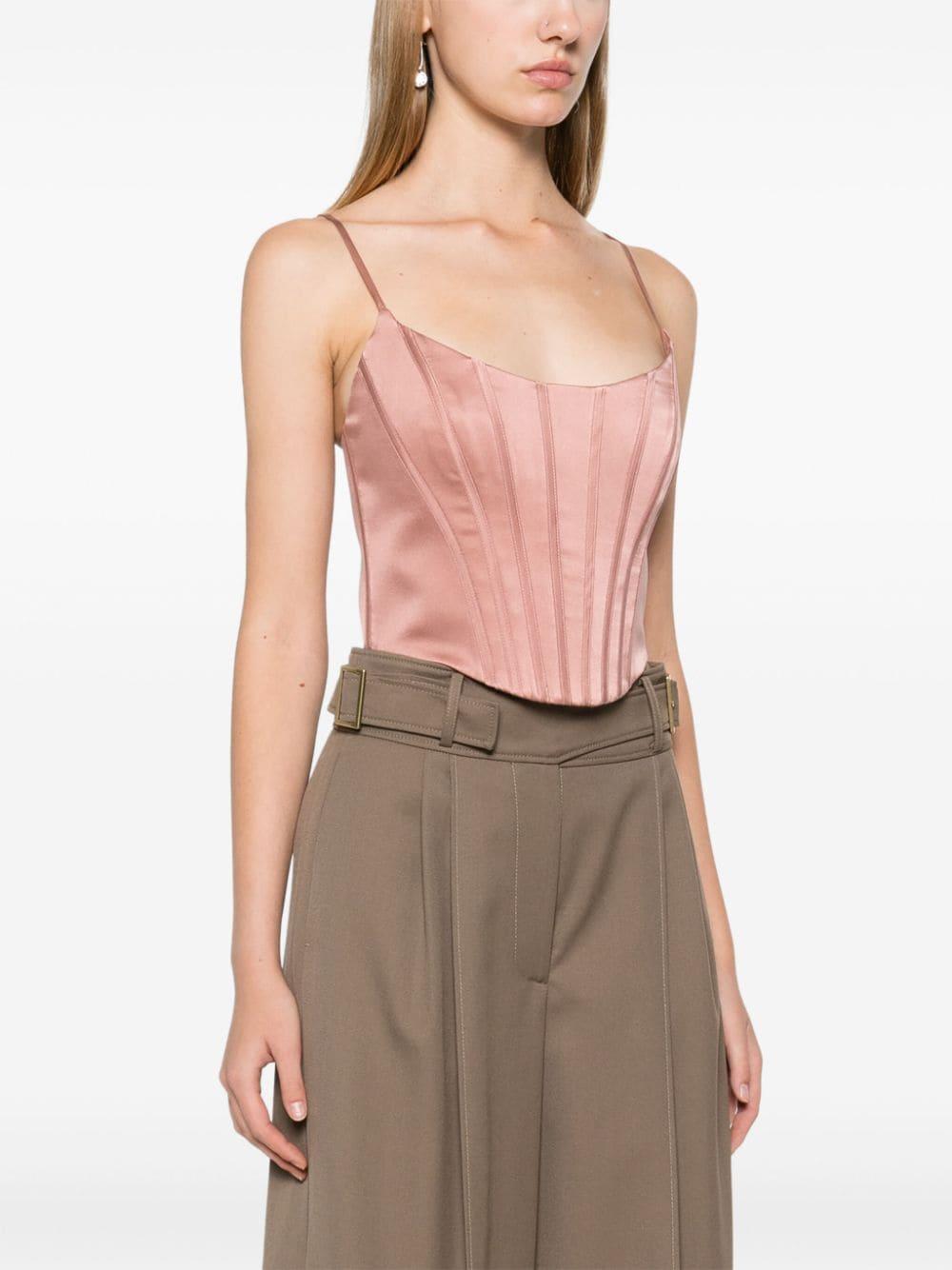 Silk Corset Top In Pink Product Image