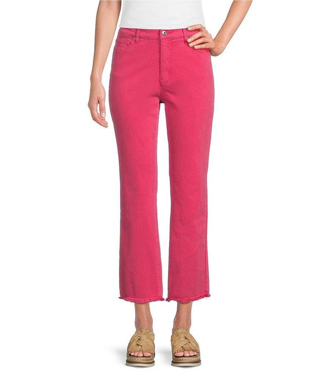 John Mark Petite Size Straight Leg Frayed Hem Cropped Pants Product Image