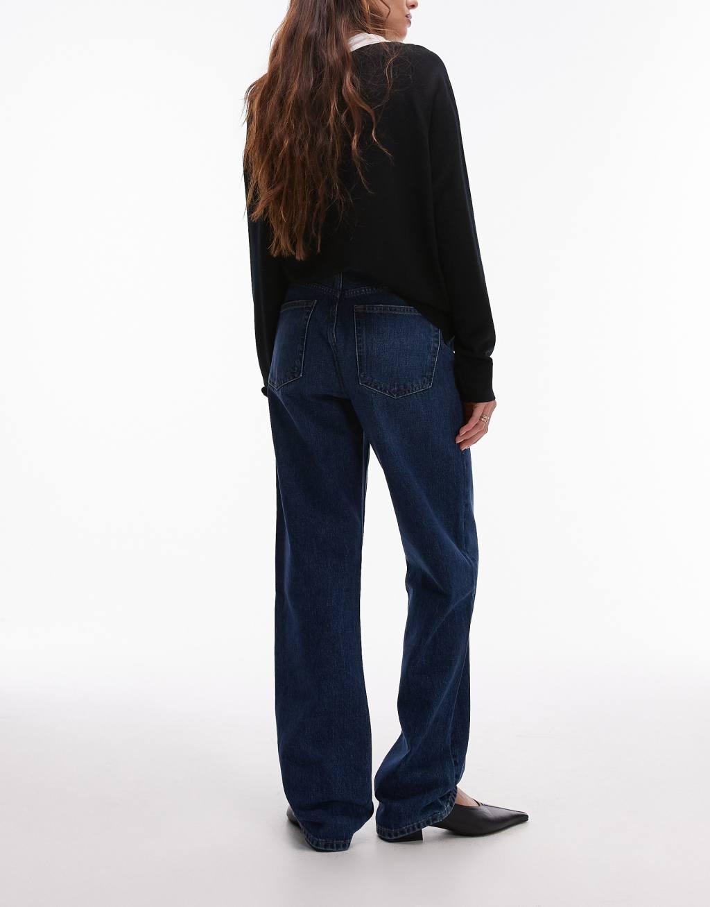 Topshop straight Kort jeans in rich blue  Product Image