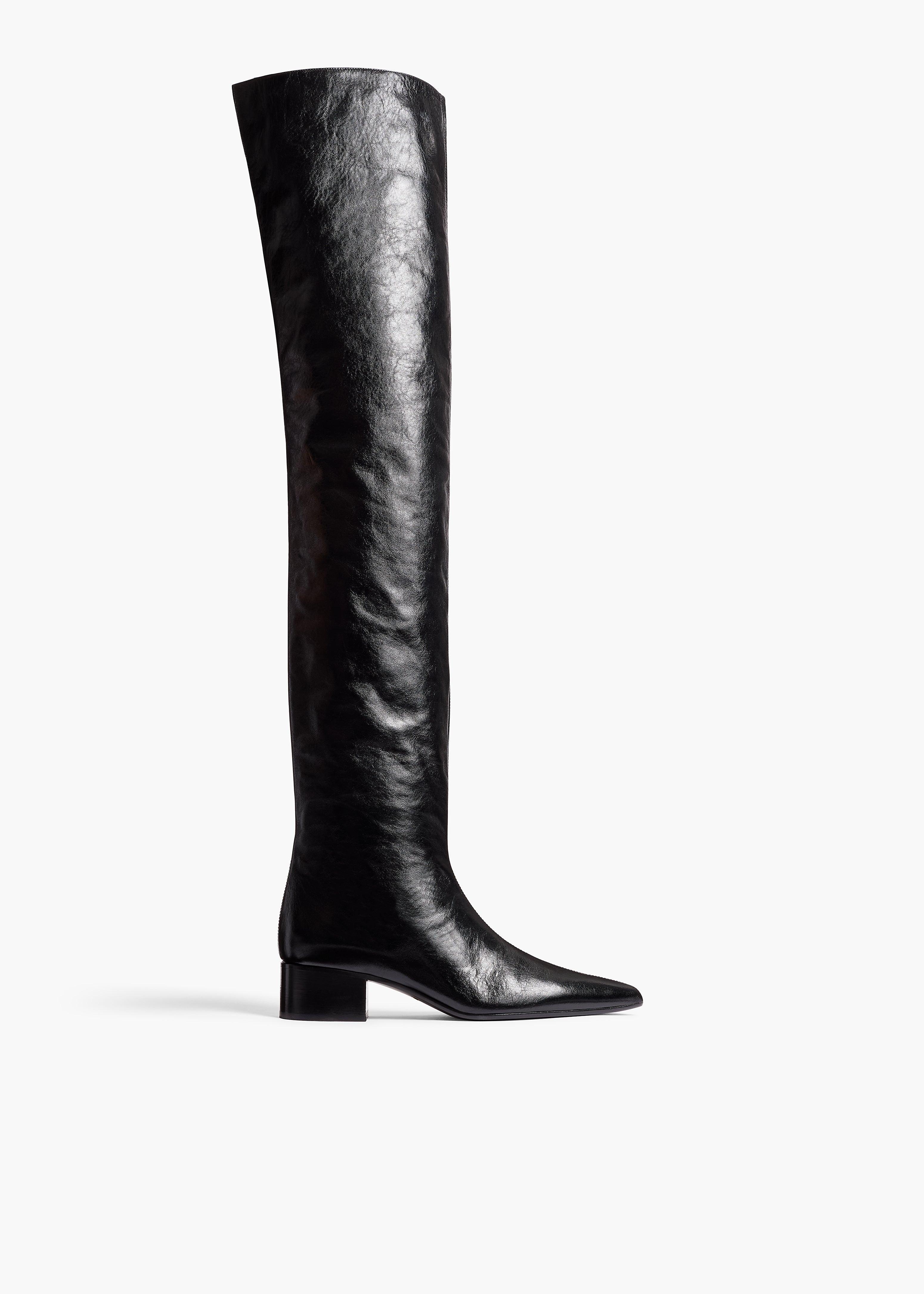 Andee Over-the-Knee Boot in Black Glazed Leather Product Image