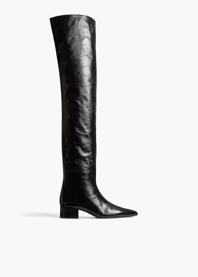 Andee Over-the-Knee Boot in Black Glazed Leather Product Image