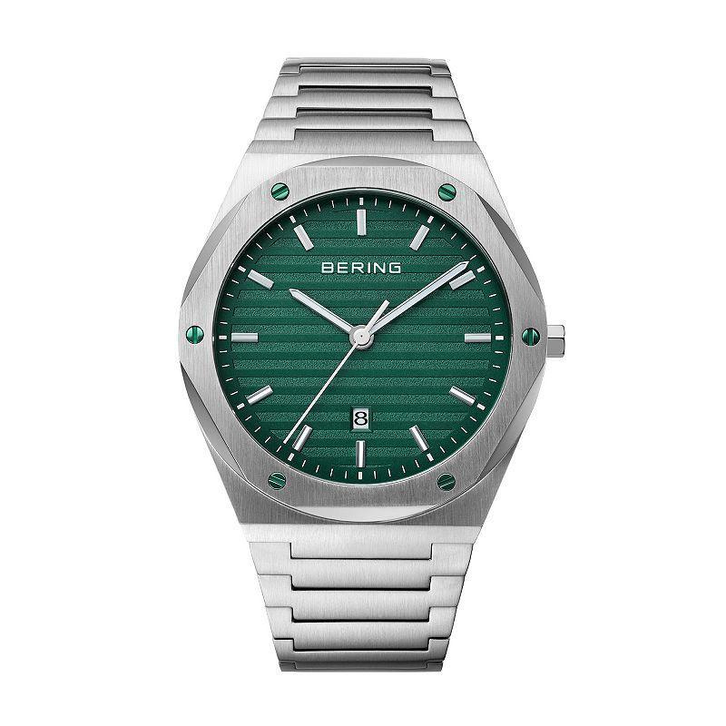 BERING Mens Classic Stainless Steel Bracelet Watch Green Product Image